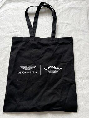 Aston Martin x Bowmore Whisky tote bag reusable shopping black canvas